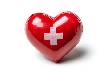 Red Heart with White Cross Symbol Health Care Love Charity