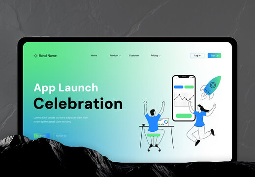 New App Launch Hero Header UI Illustration
