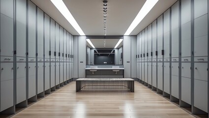 Side view of new locker room interior. 