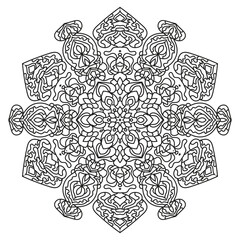Detailed black ethnic mandala pattern vector illustration for coloring book and page