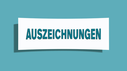 Auszeichnungen (Awards) - A card isolated on light green background.