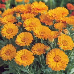 Vibrant cluster of marigold flowers.  Close-up of blossoms