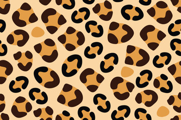 Seamless Leopard Print Pattern Brown Beige Spots Animal Skin Texture Background