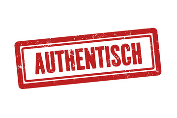 authentisch (authentic) - A red stamp, isolated on white background.