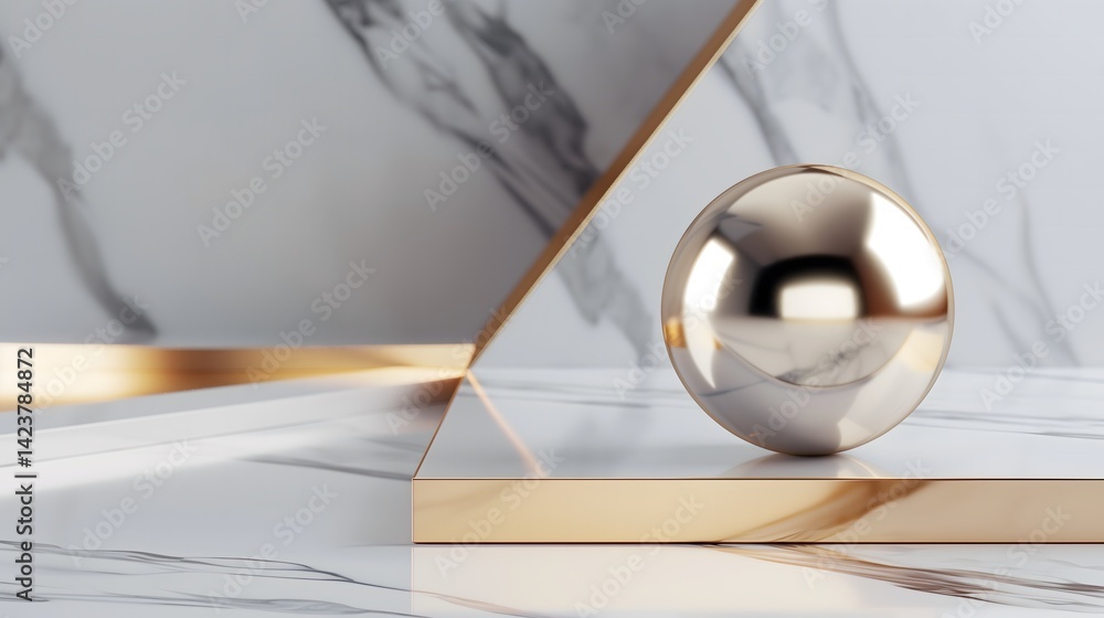 Poster a stylish 3d abstract background with layered geometric shapes covered in polished marble textures, 