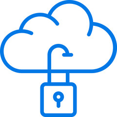 Padlock Cloud Thin Outline Icon