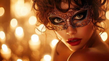 A person in a mask watching from the shadows of a grand masquerade ball.