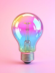Rainbow Lightbulb on Pink