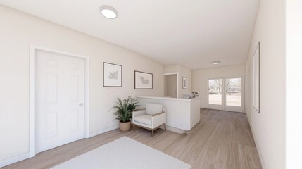 Fototapeta premium Neutral-toned entryway with reception desk