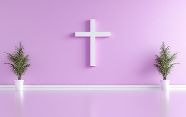 Simple Cross, Pink Room, Plants