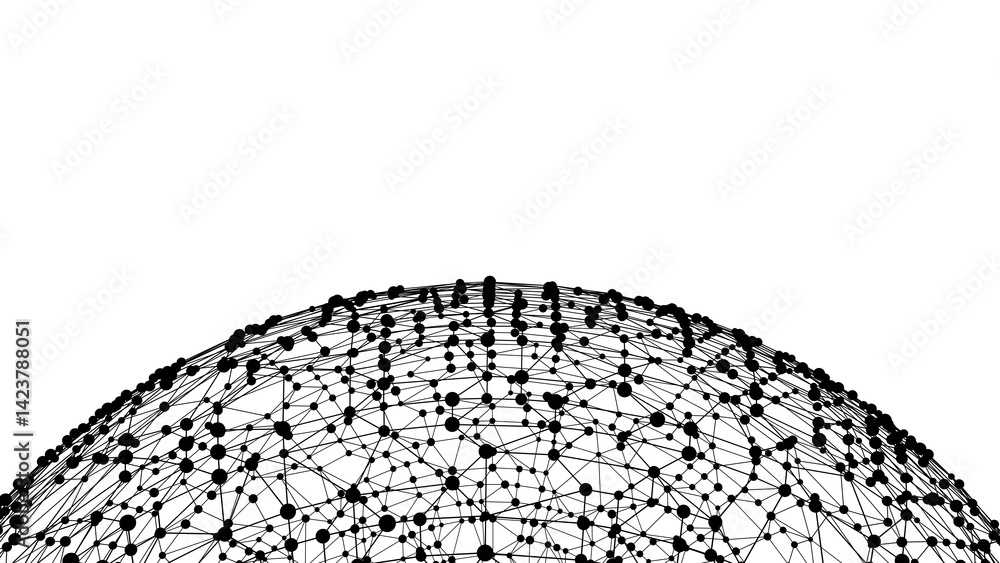 Aufkleber Technology abstract shape. Dots connected by lines. Minimalist mesh sphere. Abstract polygonal shape.
