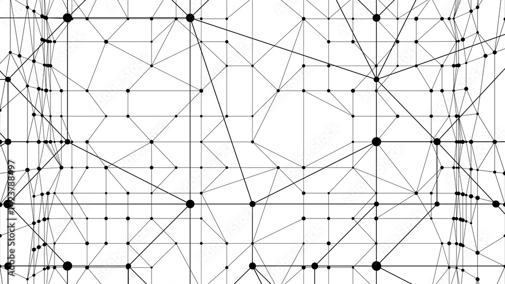 Poster Technology abstract background. Dots connected by lines. Minimalist mesh backdrop. Abstract polygonal shape. Plexus circles.