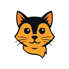 Colorful Cat Face Logo – Vector Pet Mascot Icon Illustration