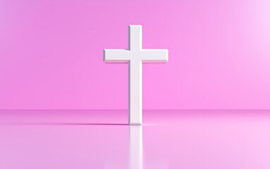 Simple White Cross on Pink