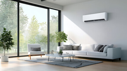  white air conditioner in living room