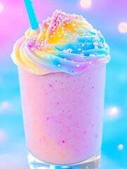 Rainbow Smoothie Drink Closeup