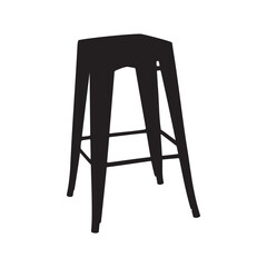 Outdoor Stackable Bar Stool Silhouette Vector with Footrest