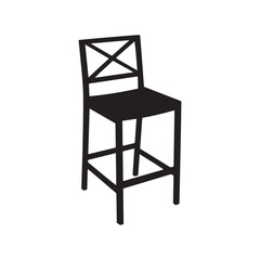 Black Metal Outdoor Bar Stool Vector Illustration