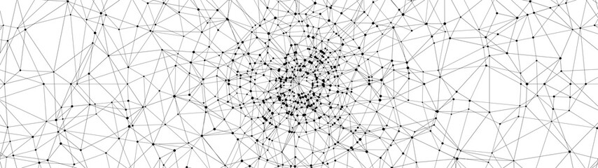 Technology abstract background. Dots connected by lines. Minimalist mesh backdrop. Abstract polygonal radial shape. Plexus circles.