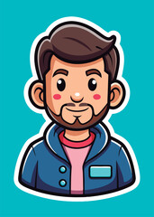 Obraz premium Friendly cartoon man with a name tag.