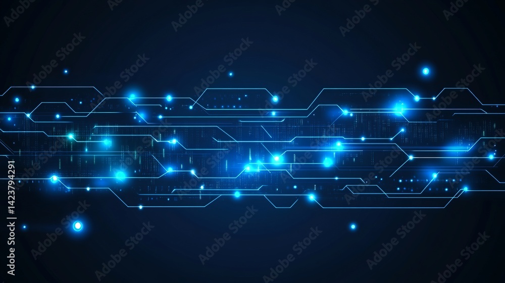 Poster abstract digital technology background futuristic circuit board design blue glowing lines network co