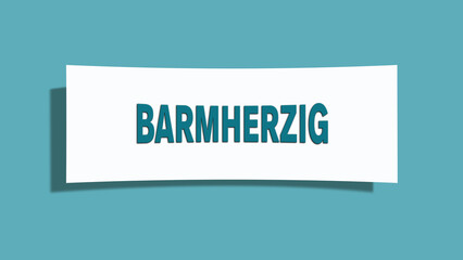 barmherzig (merciful) - A card isolated on light green background.