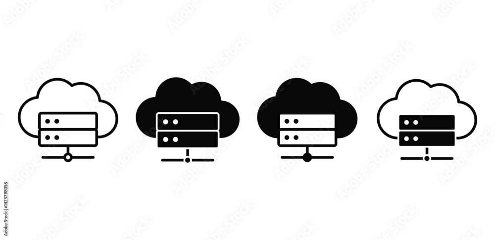 Aufkleber cloud hosting server network icons black and white color vector design