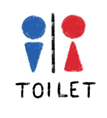 トイレマーク　手描き文字　クレヨンタッチ