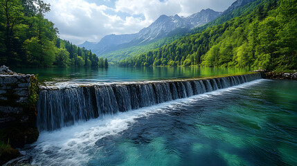 Fototapeta premium Hydroelectric dam design concept showcasing sustainable water energy production