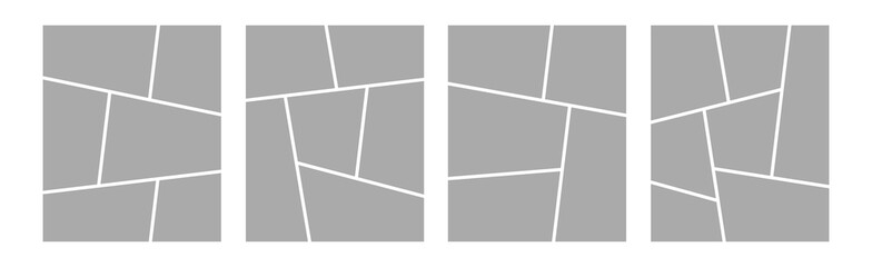 Set of collage grid manga comic storyboard layout panel blank template. Empty page frame for comic book, photo collage, poster, flyer. Vector illustration