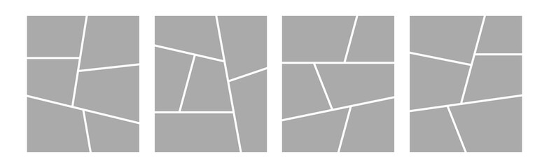 Set of collage grid manga comic storyboard layout panel blank template. Empty page frame for comic book, photo collage, poster, flyer. Vector illustration