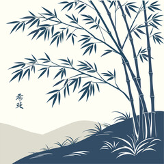 Bamboo Forest Illustration in Asian Style