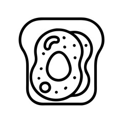 Toast with egg breakfast food bread delicious healthy meal nutrition outline icon vector graphic