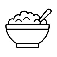 Illustration of a bowl of porridge with spoon vector breakfast food healthy meal nutrition diet oats