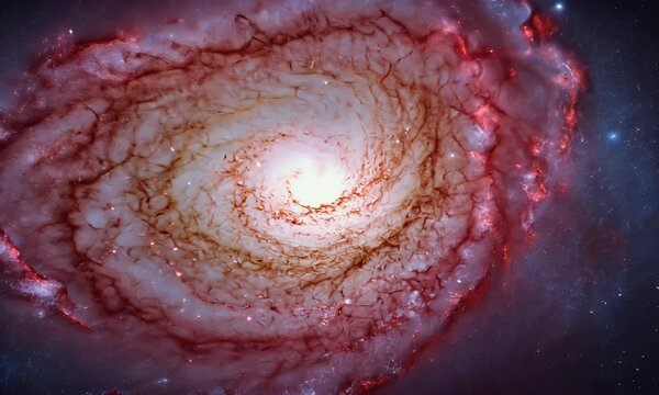 Spiral galaxy swirling in cosmic dust