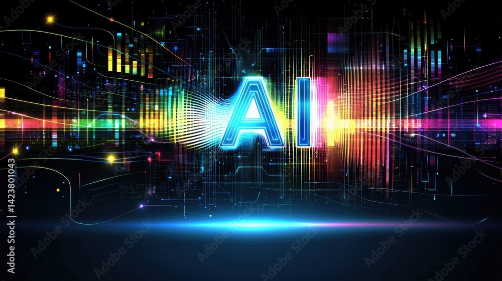 Poster ai technology visualization digital workspace graphic design futuristic environment abstract viewpoi