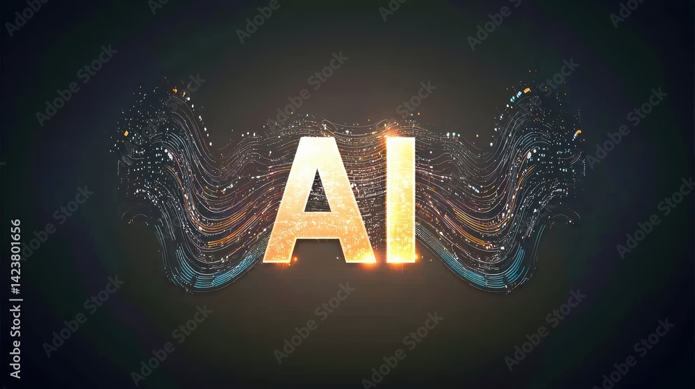 Poster exploring ai innovations in technology digital art graphic design abstract futuristic concepts