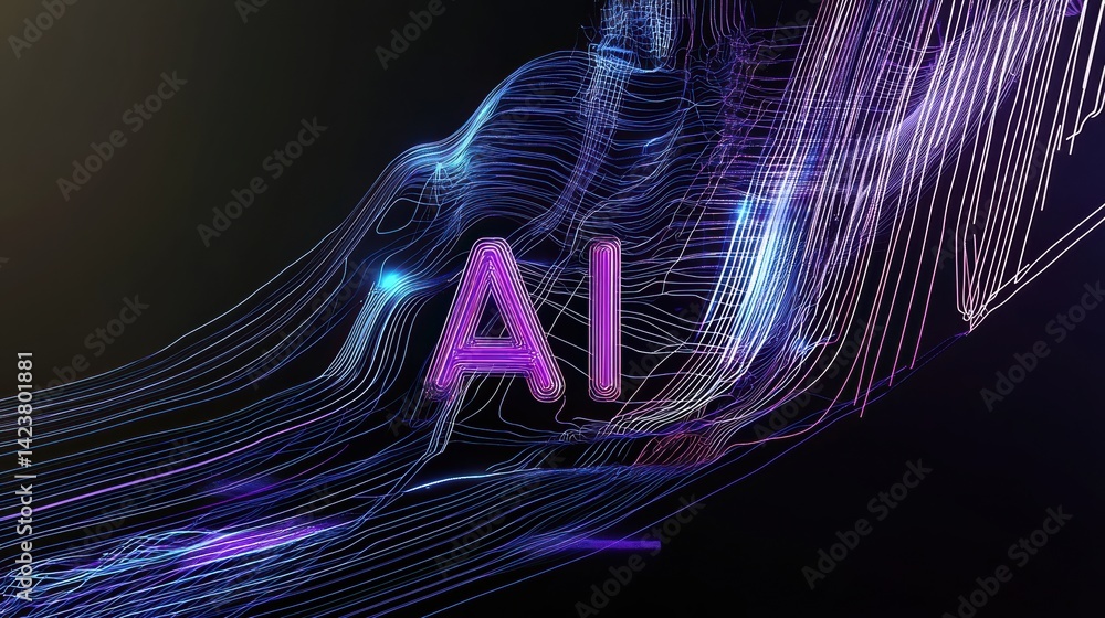 Poster exploring ai technologies digital space infographic abstract environment futuristic viewpoint