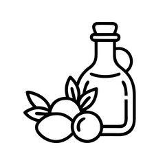 Olive oil bottle with olives and leaves vector illustration healthy food cooking ingredient gourmet diet 90