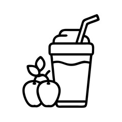 Apple smoothie drink juice beverage fresh healthy fruit organic diet refreshment nutrition vector icon