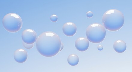 Serene pastel bubbles float on a light blue background a dreamy visual of gentle movement and ethereal