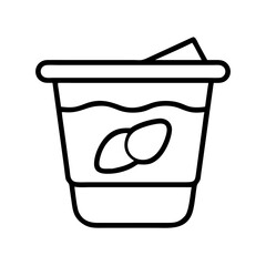 Illustration of almond milk drink in a cup, healthy beverage, vegan alternative, dairy free, lactose free drink, line art