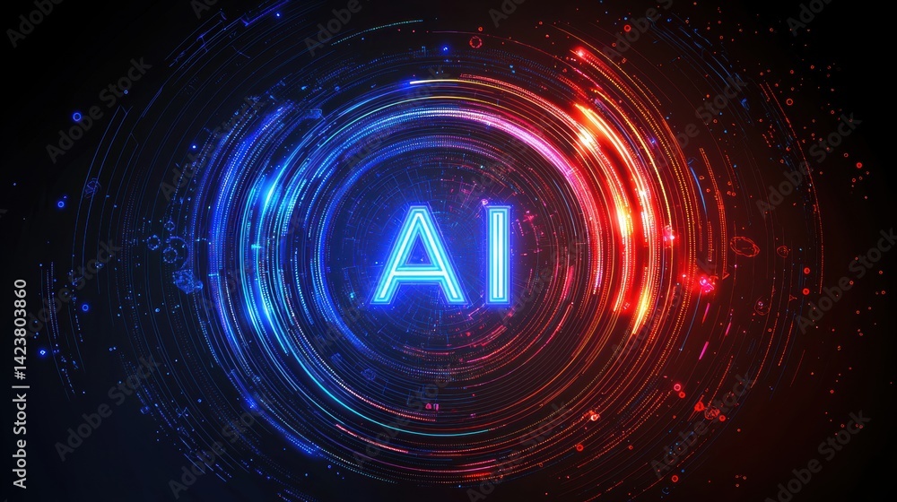 Poster dynamic ai visualizations digital realm graphic art high-tech environment futuristic concept