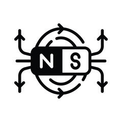 Ready to use glyph style icon of magnetic field