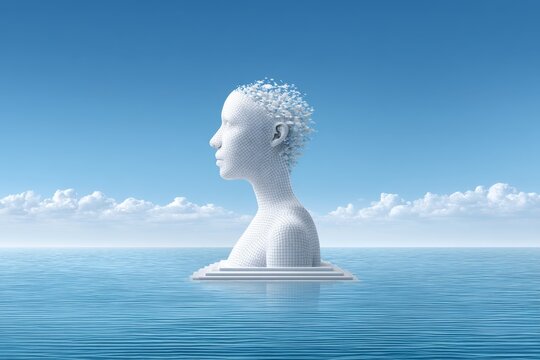 Waves forming into human shape and dissolving back into ocean