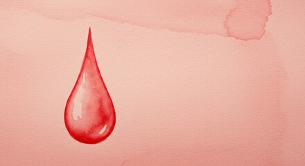 Hand-painted blood drop in artistic watercolor style