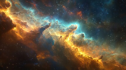 Beautiful vibrant nebula with stars and glowing celestial formations