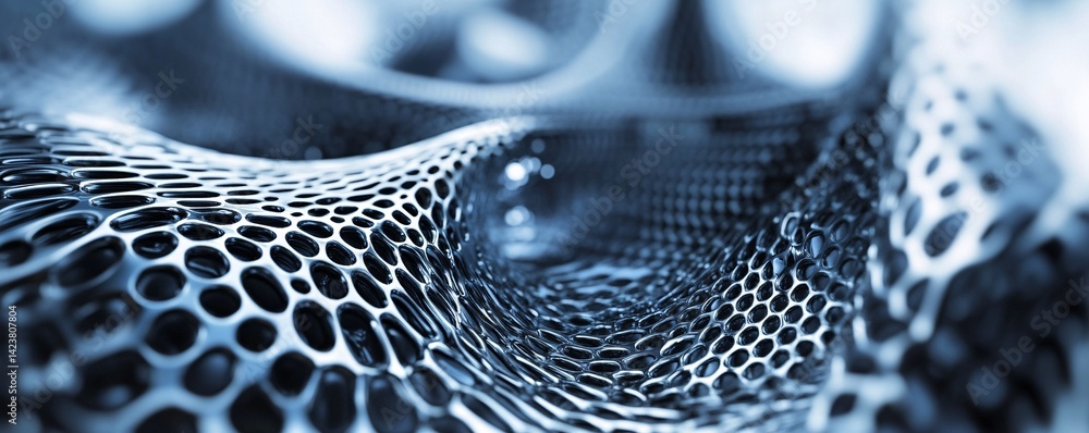 Aufkleber abstract metallic honeycomb structure forming a wavy surface