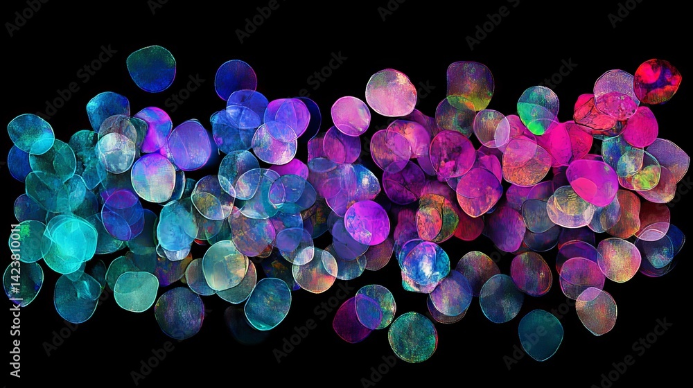 Poster abstract colorful circles background design texture pattern overlay bright vivid iridescent shimmeri