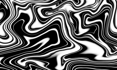 Abstract Marble Swirl Texture , Black and White Fluid Lines Design

